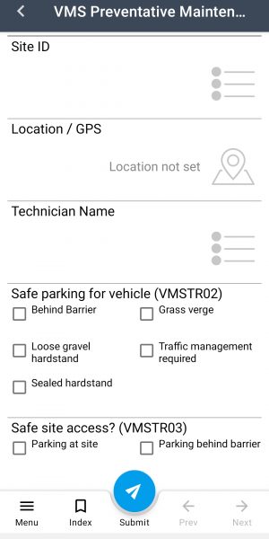 Smartphone field maintenance form